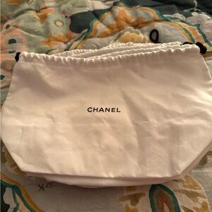 CHANEL White Drawstring Bag